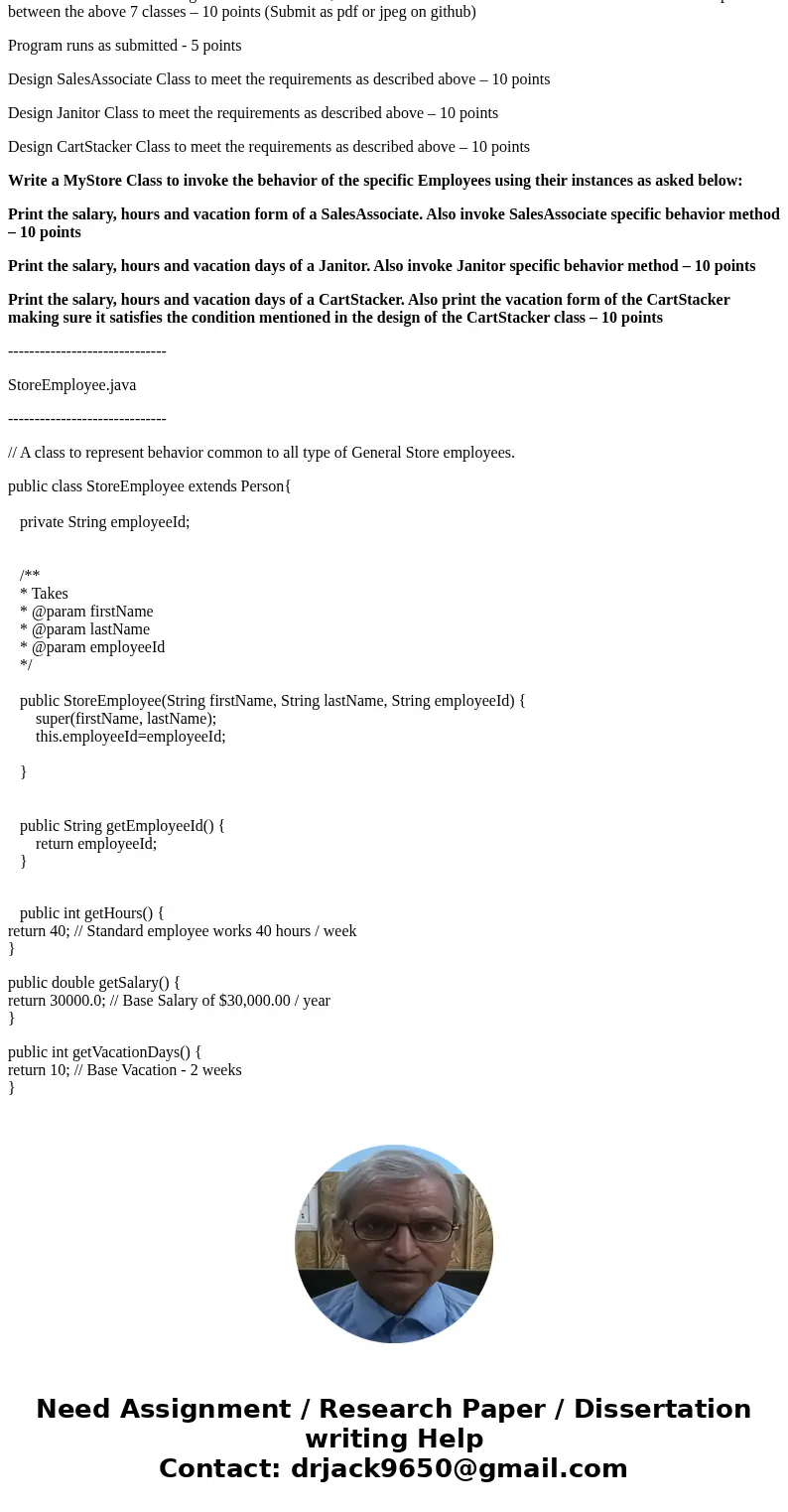 Object-Oriented Assignment (THANK YOU!!) I need help doing the following classes: - Janitor.java - FloorAssociate.java (assist customer and stock shelf\'s) - Ca Object-Oriented Assignment (THANK YOU!!) I need help doing the following classes: - Janitor.java - FloorAssociate.java (assist customer and stock shelf\'s) - Ca