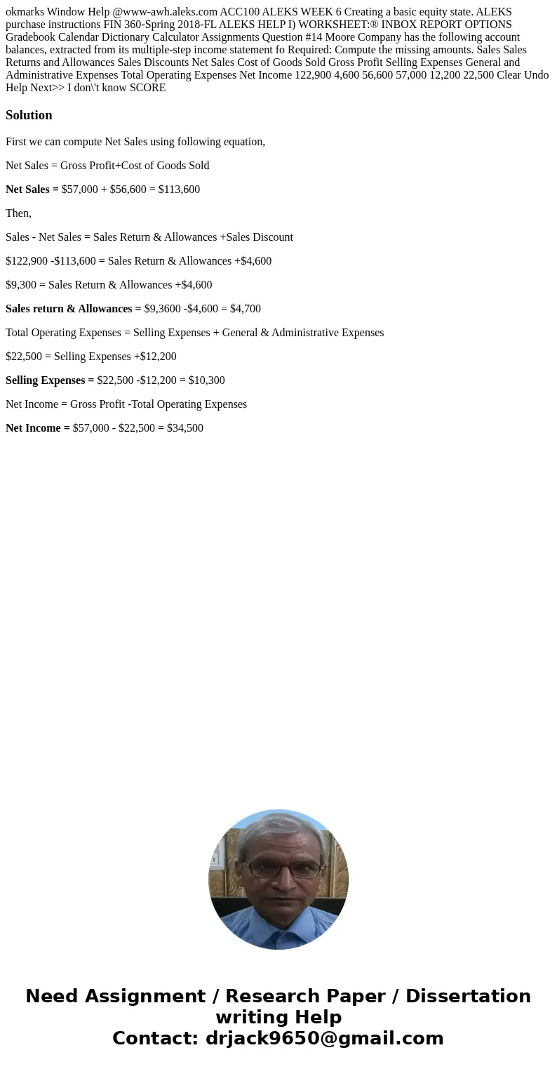 okmarks Window Help @www-awh.aleks.com ACC100 ALEKS WEEK 6 Creating a basic equity state. ALEKS purchase instructions FIN 360-Spring 2018-FL ALEKS HELP I) WORK  okmarks Window Help @www-awh.aleks.com ACC100 ALEKS WEEK 6 Creating a basic equity state. ALEKS purchase instructions FIN 360-Spring 2018-FL ALEKS HELP I) WORK