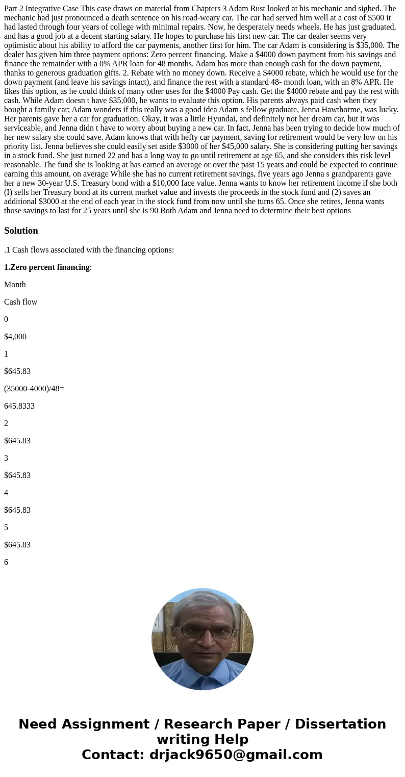  Part 2 Integrative Case This case draws on material from Chapters 3 Adam Rust looked at his mechanic and sighed. The mechanic had just pronounced a death sente