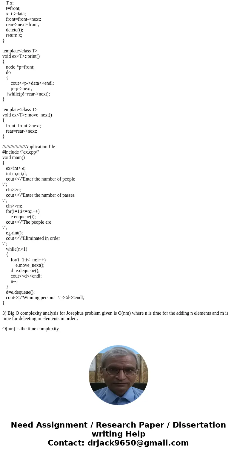 Problem) Consider the following code to solve the Josephus problem. A) Document the code to explain how it works; B) Re-implement the solution using classes fro Problem) Consider the following code to solve the Josephus problem. A) Document the code to explain how it works; B) Re-implement the solution using classes fro