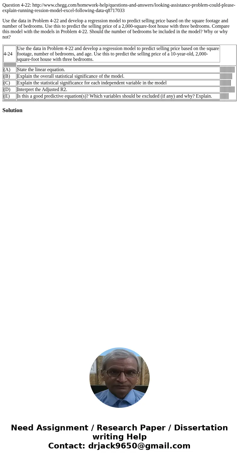 Question 4-22: http://www.chegg.com/homework-help/questions-and-answers/looking-assistance-problem-could-please-explain-running-ression-model-excel-following-da