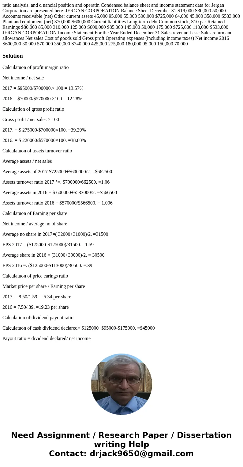 ratio analysis, and d nancial position and operatin Condensed balance sheet and income statement data for Jergan Corporation are presented here. JERGAN CORPORA  ratio analysis, and d nancial position and operatin Condensed balance sheet and income statement data for Jergan Corporation are presented here. JERGAN CORPORA