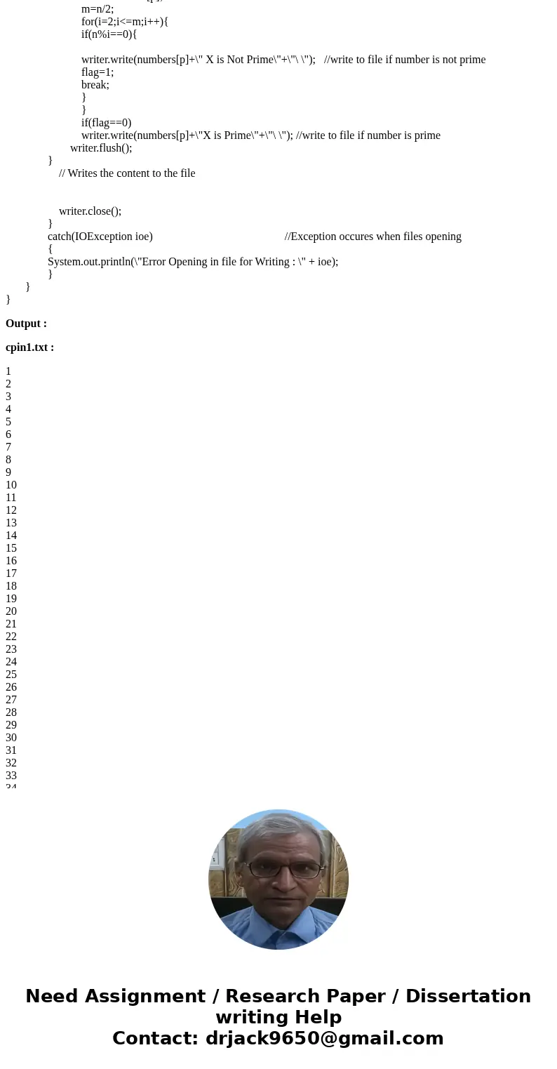 Read a file that contains integers. Determine if each of those integers is a prime or not. Complete that program, by defining a checkpoints function, that sati  Read a file that contains integers. Determine if each of those integers is a prime or not. Complete that program, by defining a checkpoints function, that sati