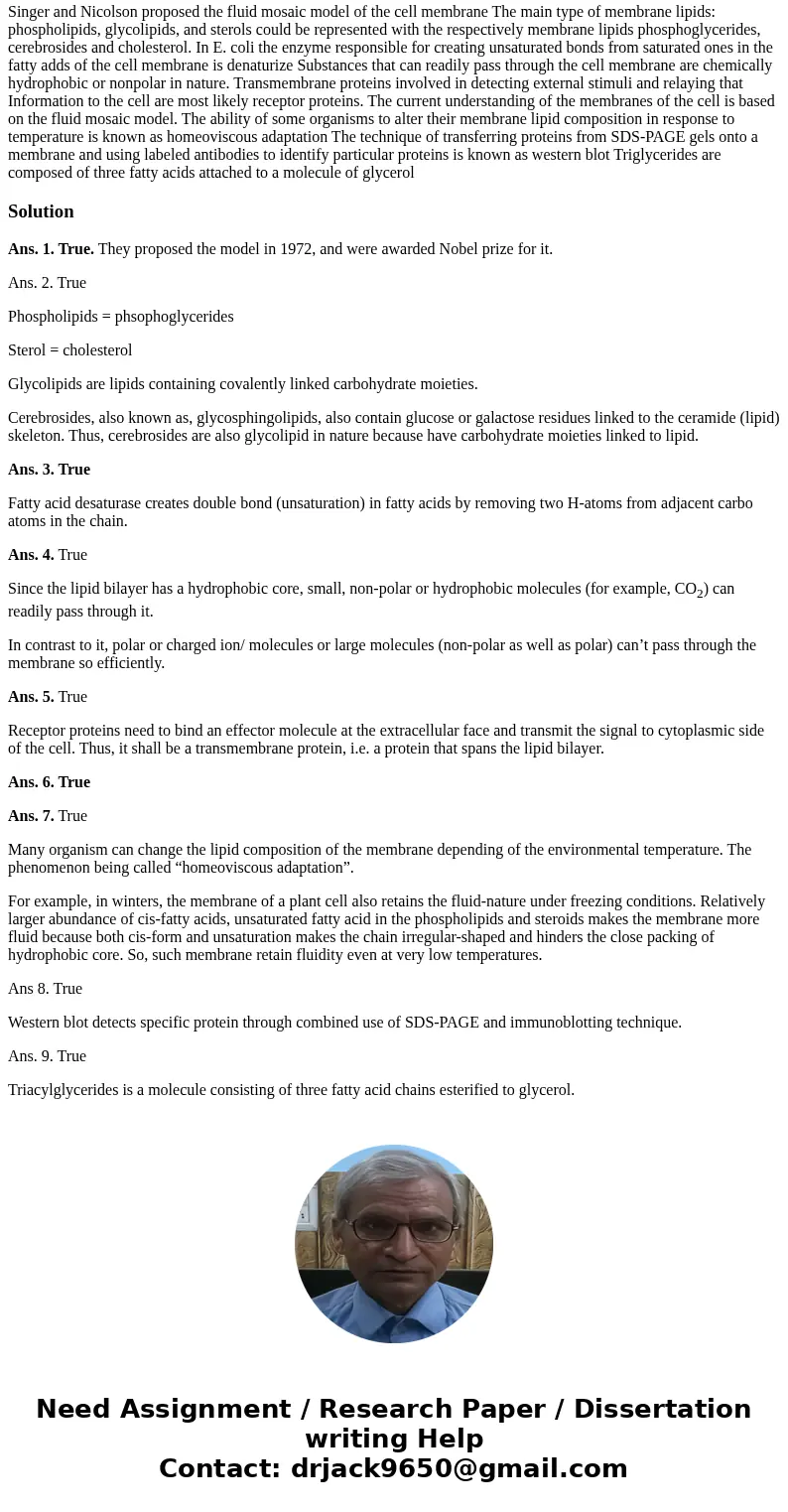 Singer and Nicolson proposed the fluid mosaic model of the cell membrane The main type of membrane lipids: phospholipids, glycolipids, and sterols could be rep  Singer and Nicolson proposed the fluid mosaic model of the cell membrane The main type of membrane lipids: phospholipids, glycolipids, and sterols could be rep