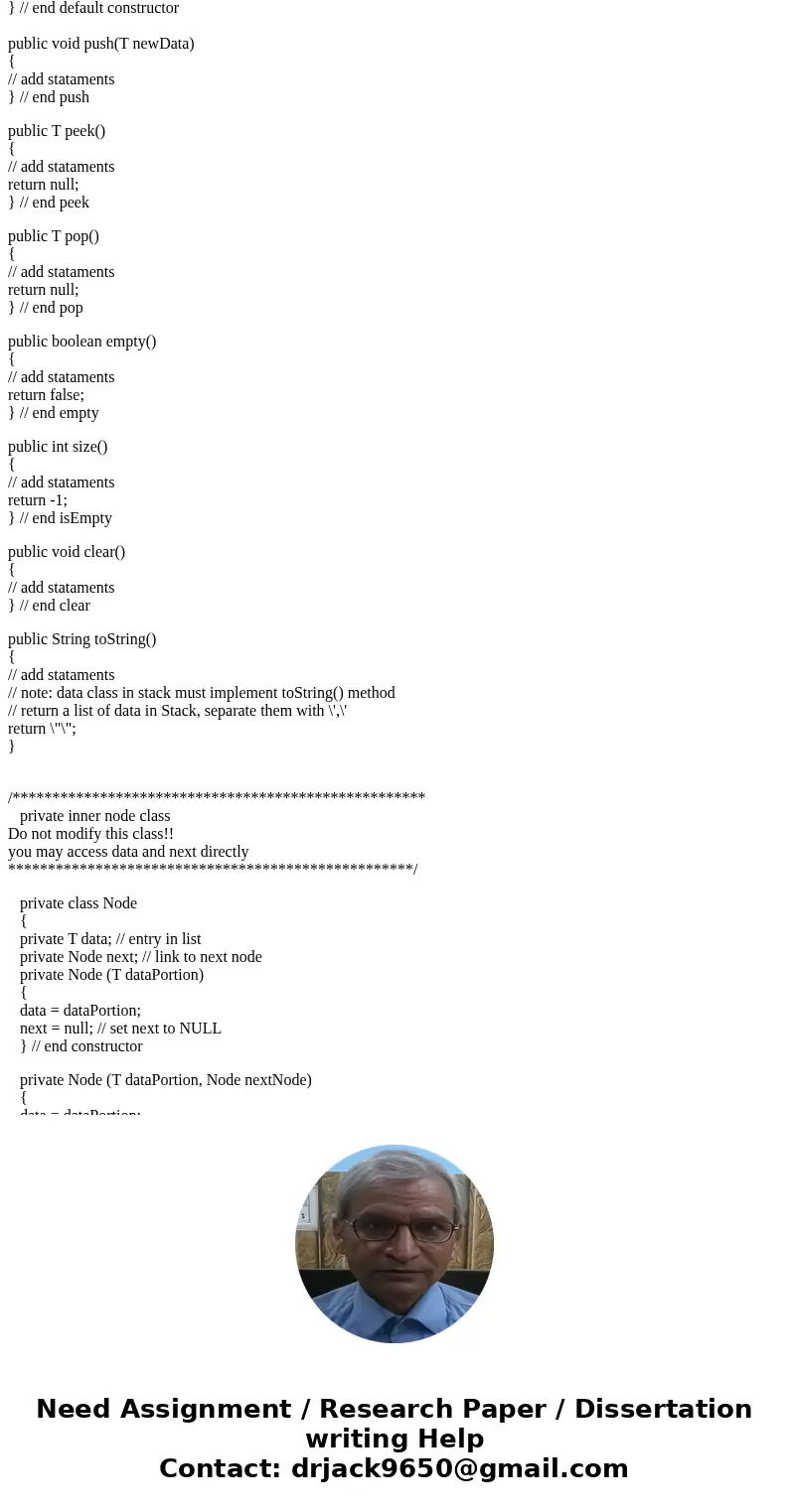 StackInterface /** An interface for the ADT stack. Do not modify this file */ package PJ2; public interface StackInterface<T> { /** Gets the current numbe StackInterface /** An interface for the ADT stack. Do not modify this file */ package PJ2; public interface StackInterface<T> { /** Gets the current numbe
