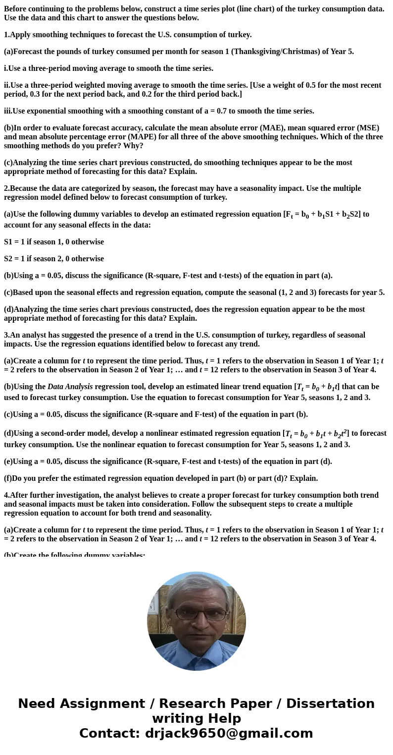 The consumption of turkey in the United States can be categorized into three seasons: 1. Thanksgiving/Christmas; 2. Passover/Easter holiday; and 3. the remainde The consumption of turkey in the United States can be categorized into three seasons: 1. Thanksgiving/Christmas; 2. Passover/Easter holiday; and 3. the remainde