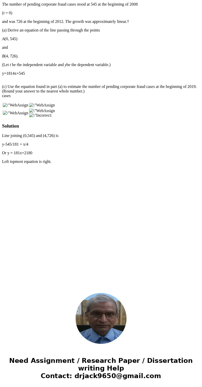 The number of pending corporate fraud cases stood at 545 at the beginning of 2008 (t = 0) and was 726 at the beginning of 2012. The growth was approximately lin