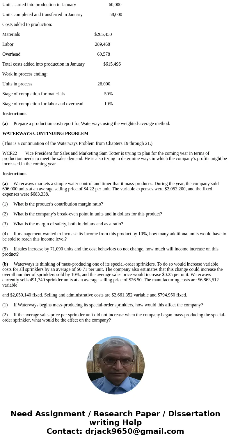 (This is a continuation of the Waterways Problem from Chapters 19 through 25.) WCP26 Waterways puts much emphasis on cash flow when it plans for capital investm (This is a continuation of the Waterways Problem from Chapters 19 through 25.) WCP26 Waterways puts much emphasis on cash flow when it plans for capital investm