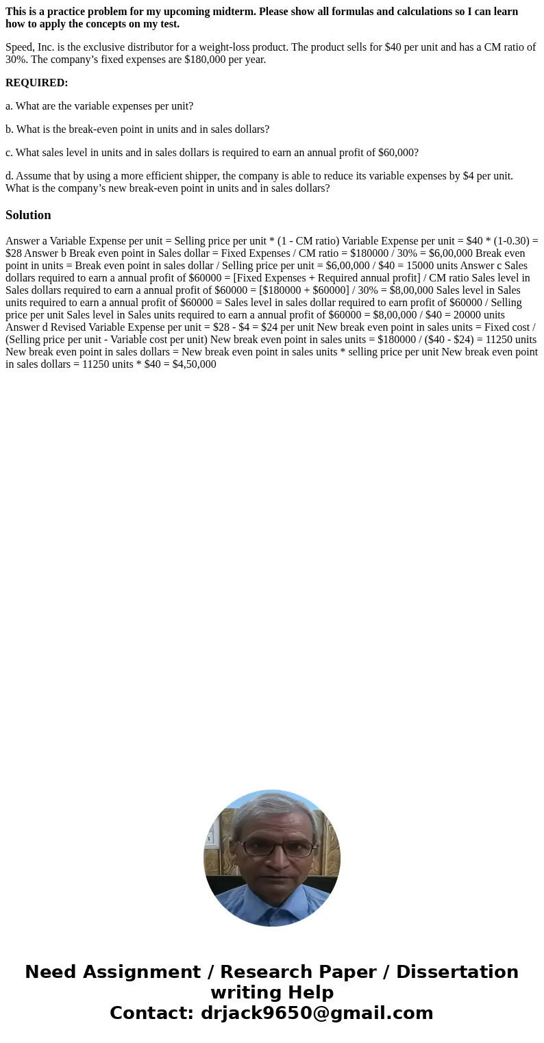 This is a practice problem for my upcoming midterm. Please show all formulas and calculations so I can learn how to apply the concepts on my test. Speed, Inc. i This is a practice problem for my upcoming midterm. Please show all formulas and calculations so I can learn how to apply the concepts on my test. Speed, Inc. i