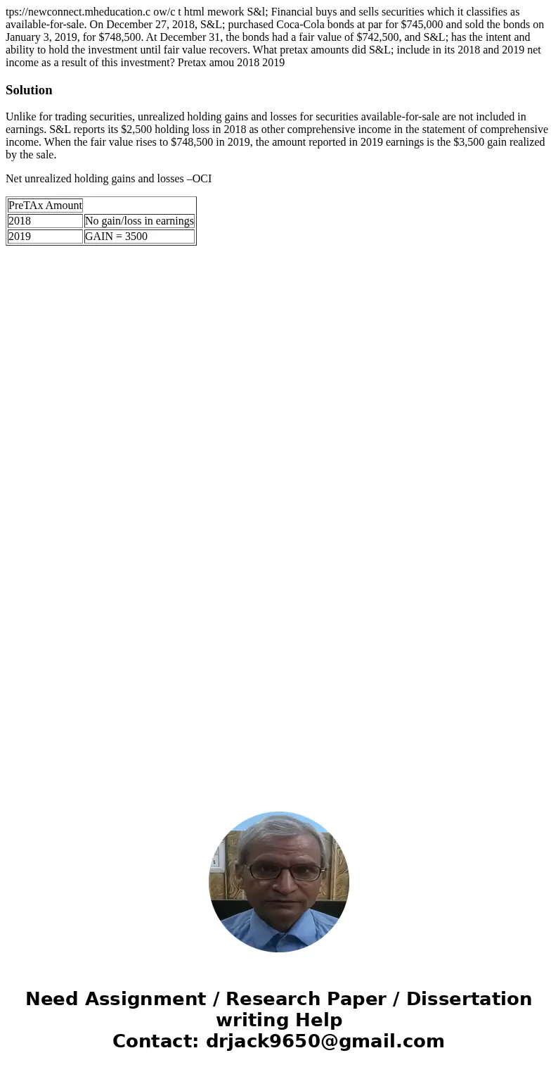  tps://newconnect.mheducation.c ow/c t html mework S&l; Financial buys and sells securities which it classifies as available-for-sale. On December 27, 2018,