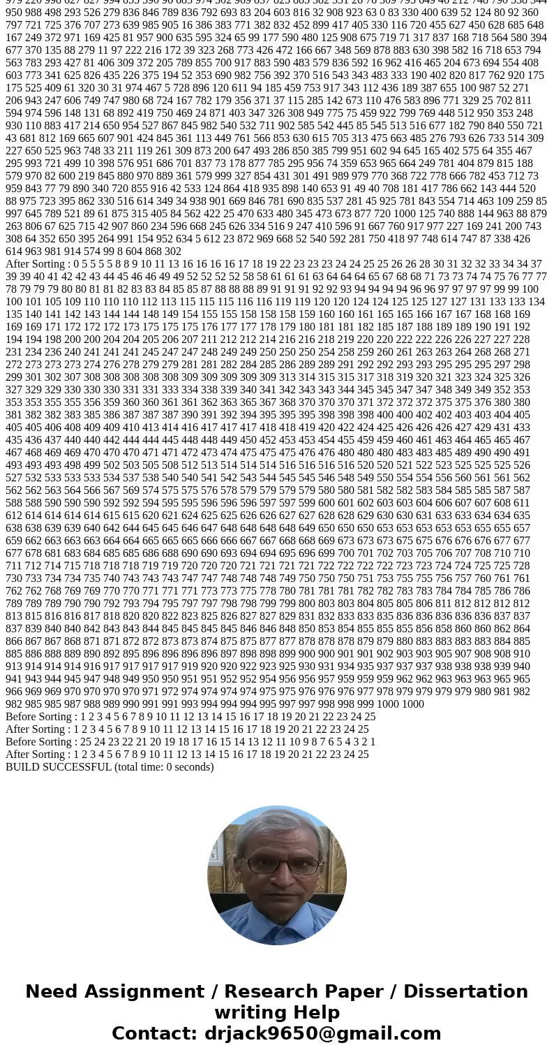 Write a Java program to implement and test the quicksort function Calls quicksort(NULL, 0) to make sure that it doesn\'t crash. Calls quicksort to sort an array