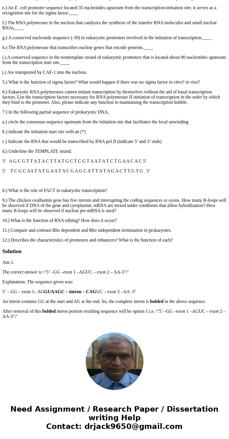 1.) The primary transcript or pre-mRNA of a nuclear gene in chimpanzee has the sequence: 5’ – GG – exon 1– AGGUAAGC – intron – CAGUC – exon 2 –AA -3’ After the  1.) The primary transcript or pre-mRNA of a nuclear gene in chimpanzee has the sequence: 5’ – GG – exon 1– AGGUAAGC – intron – CAGUC – exon 2 –AA -3’ After the
