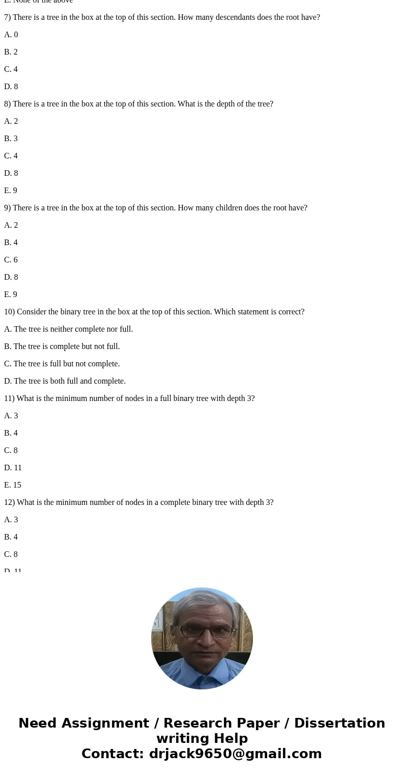 1) There is a tree in the box at the top of this section. What is the order of nodes visited using a pre-order traversal? A. 1 2 3 7 10 11 14 30 40 B. 1 2 3 14 