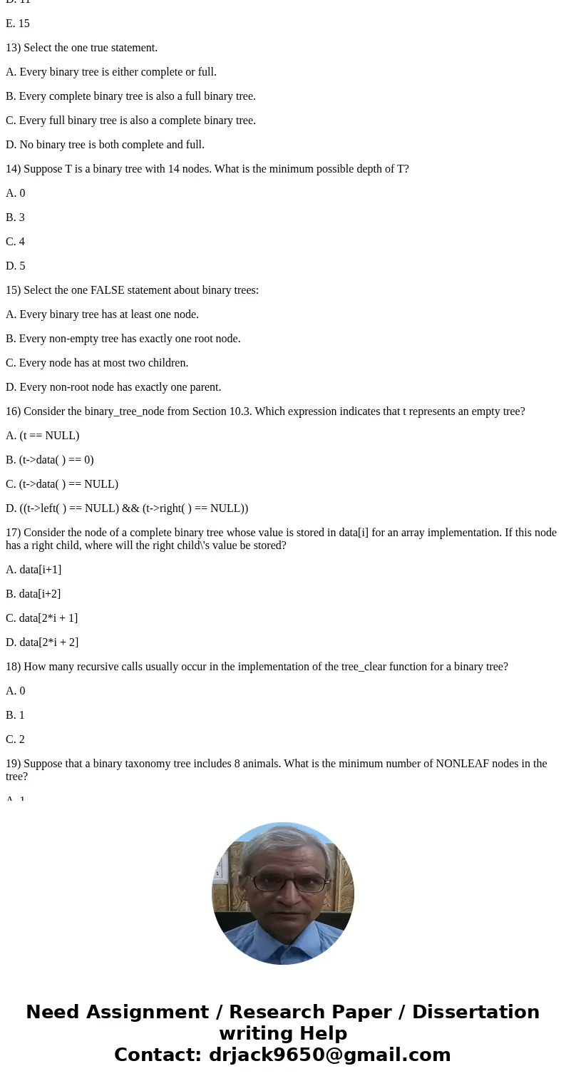 1) There is a tree in the box at the top of this section. What is the order of nodes visited using a pre-order traversal? A. 1 2 3 7 10 11 14 30 40 B. 1 2 3 14 