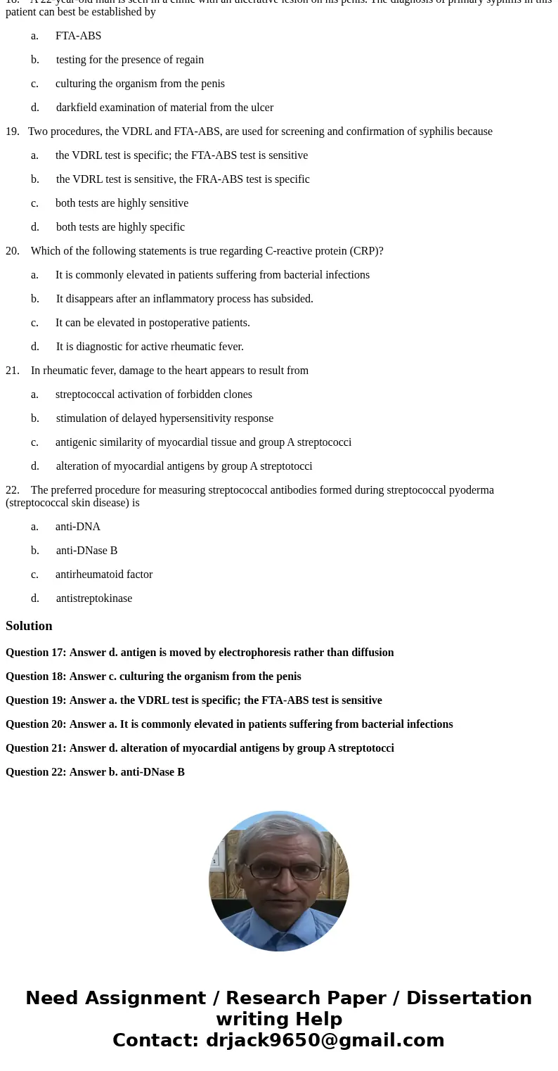 17. In some laboratories, one-dimensional electroimmunoassay may be used in addition to radial immunodiffusion. Which of the following is characteristic of elec 17. In some laboratories, one-dimensional electroimmunoassay may be used in addition to radial immunodiffusion. Which of the following is characteristic of elec