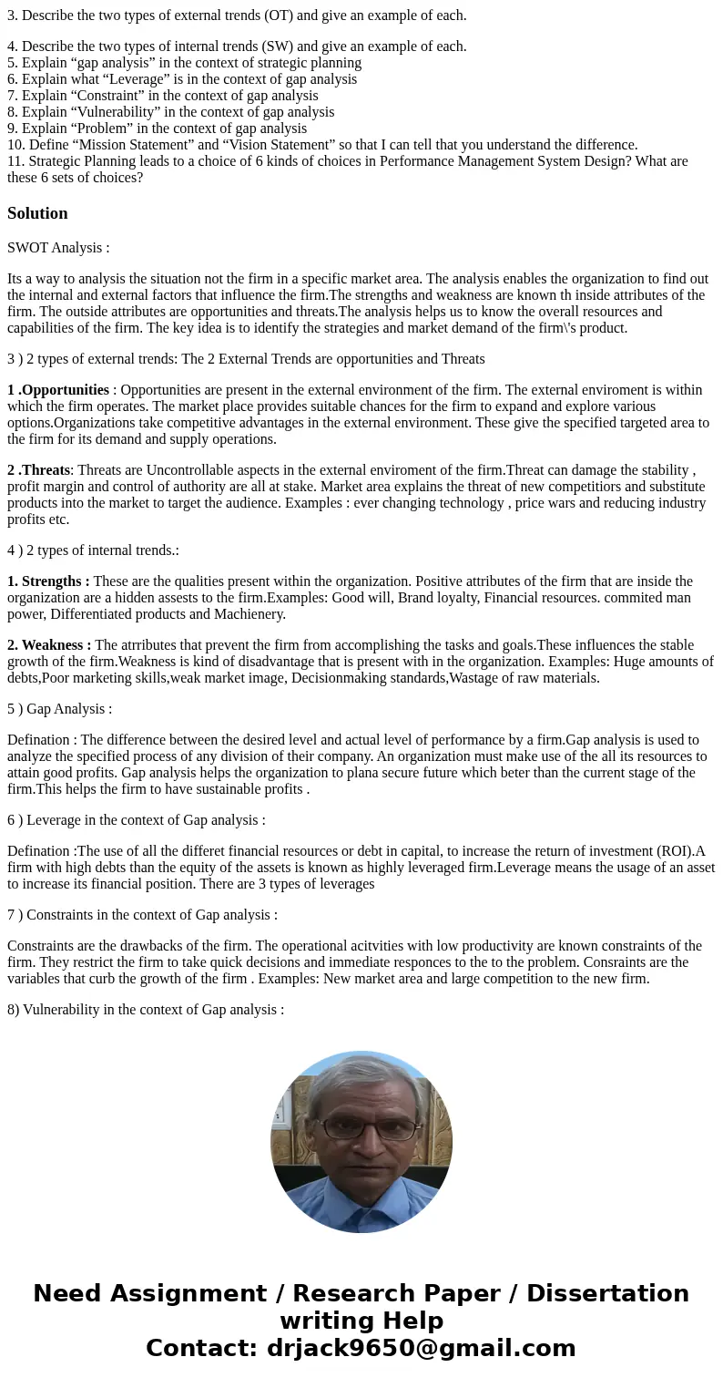 3. Describe the two types of external trends (OT) and give an example of each. 4. Describe the two types of internal trends (SW) and give an example of each. 5. 3. Describe the two types of external trends (OT) and give an example of each. 4. Describe the two types of internal trends (SW) and give an example of each. 5.
