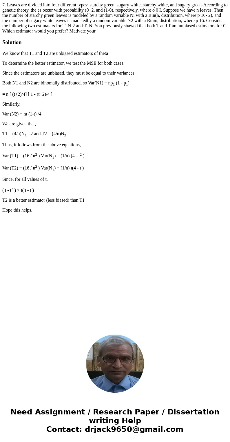 7. Leaves are divided into four different types: starchy green, sugary white, starchy white, and sugary green-According to genetic theory, the es occur with pr  7. Leaves are divided into four different types: starchy green, sugary white, starchy white, and sugary green-According to genetic theory, the es occur with pr