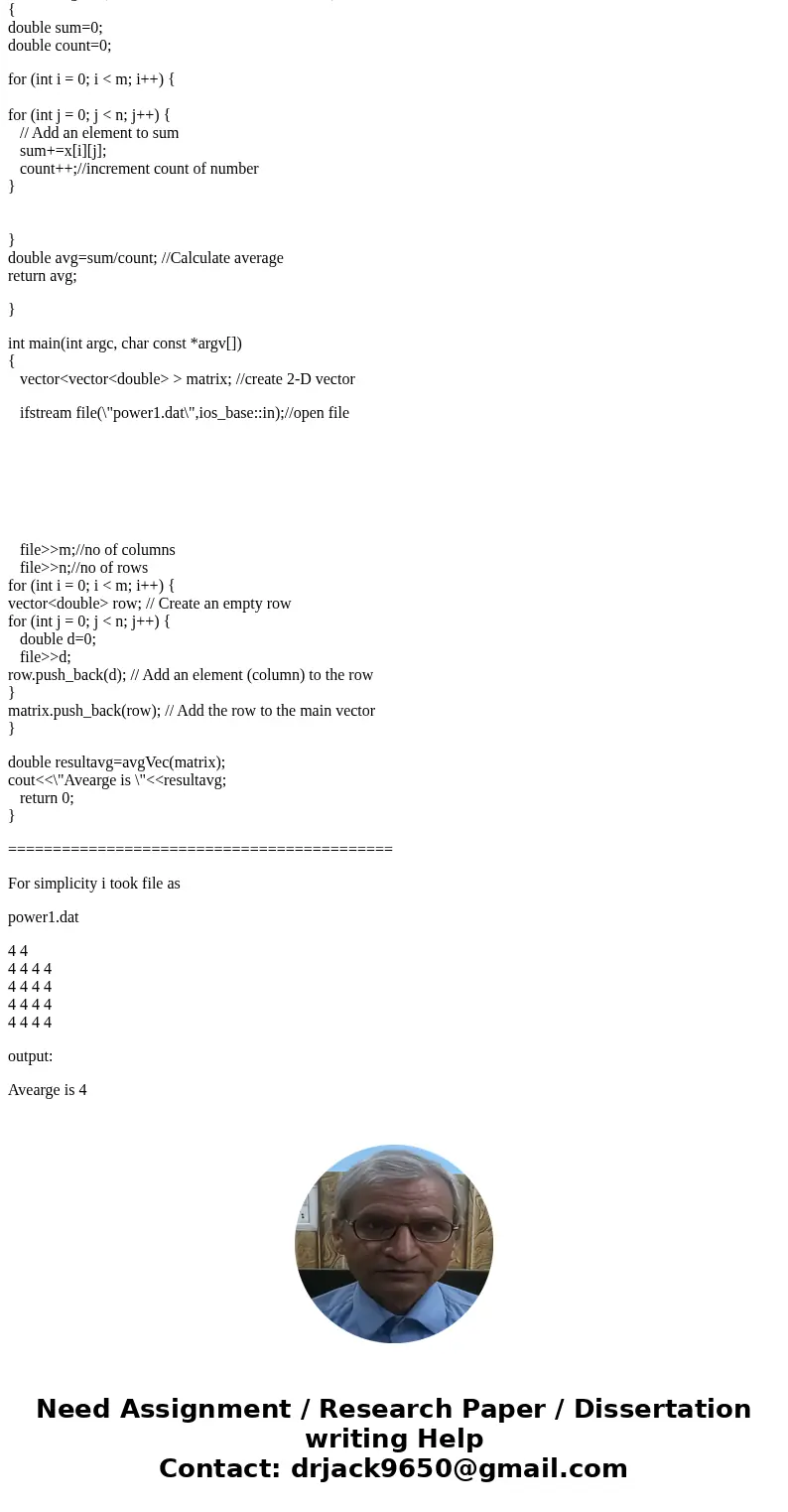 C++ Problem: Power Plant Data. The data file power1.dat contains a power plant output in megawatts over a period of 10 weeks. Each row of data contains 7 floati C++ Problem: Power Plant Data. The data file power1.dat contains a power plant output in megawatts over a period of 10 weeks. Each row of data contains 7 floati