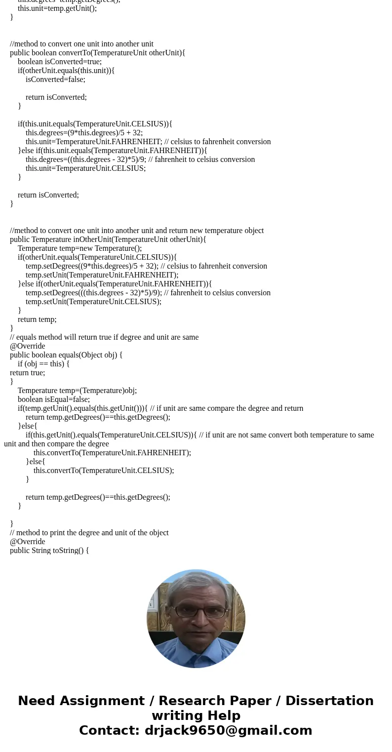 can anybody help me make this! Java Project Name: IC17_Temperature Implement a class named Temperature that represents a temperature in either Fahrenheit or Cel can anybody help me make this! Java Project Name: IC17_Temperature Implement a class named Temperature that represents a temperature in either Fahrenheit or Cel
