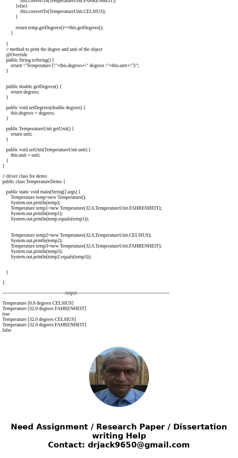 can anybody help me make this! Java Project Name: IC17_Temperature Implement a class named Temperature that represents a temperature in either Fahrenheit or Cel can anybody help me make this! Java Project Name: IC17_Temperature Implement a class named Temperature that represents a temperature in either Fahrenheit or Cel
