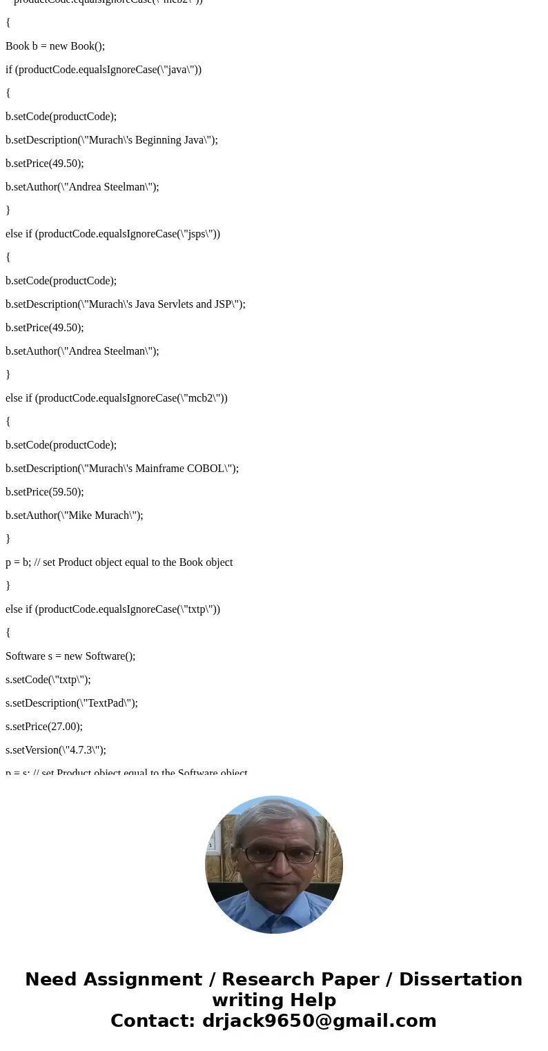 Changes that need to be made: Create CompactDisc class as subclass of Product CompactDisc class works like Book and Software classes CompactDisc class has priva