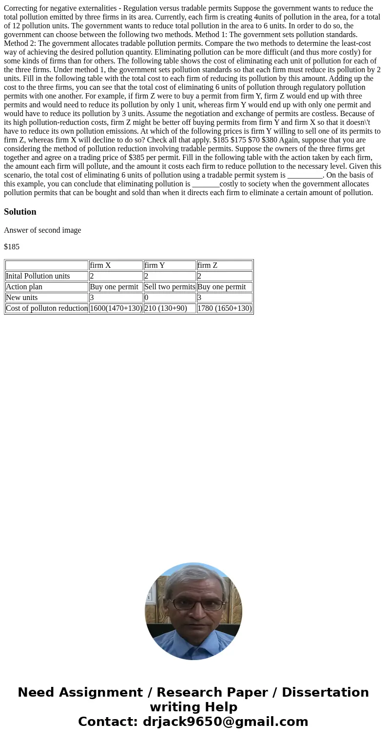 Correcting for negative externalities - Regulation versus tradable permits Suppose the government wants to reduce the total pollution emitted by three firms in  Correcting for negative externalities - Regulation versus tradable permits Suppose the government wants to reduce the total pollution emitted by three firms in