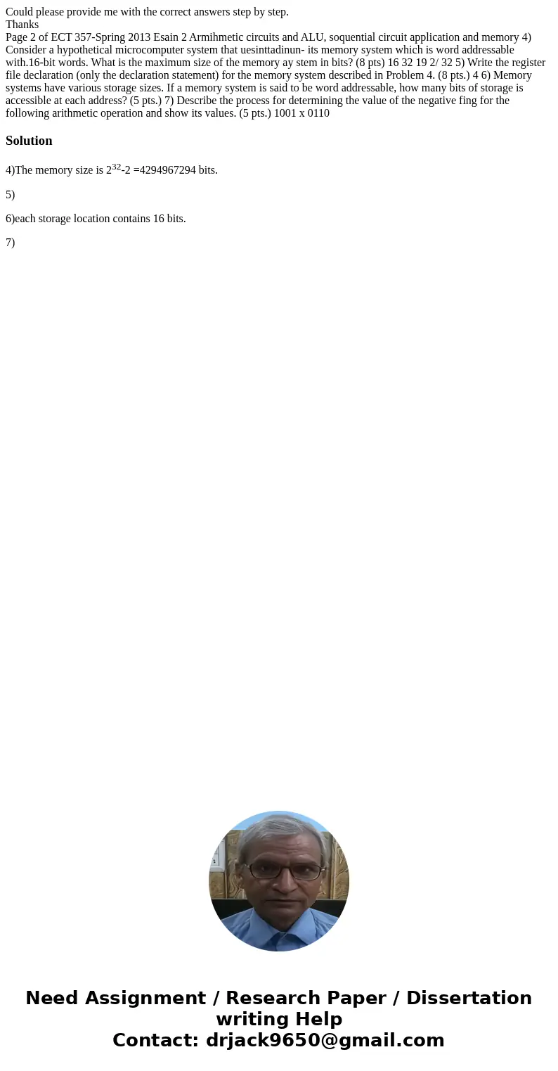 Could please provide me with the correct answers step by step. Thanks Page 2 of ECT 357-Spring 2013 Esain 2 Armihmetic circuits and ALU, soquential circuit appl Could please provide me with the correct answers step by step. Thanks Page 2 of ECT 357-Spring 2013 Esain 2 Armihmetic circuits and ALU, soquential circuit appl