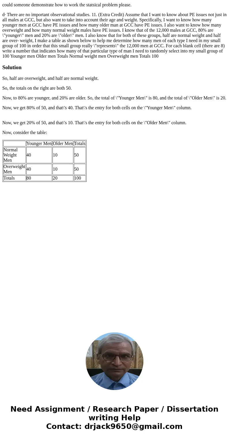 could someone demonstrate how to work the statsical problem please. d· There are no important observational studies. 11. (Extra Credit) Assume that I want to kn could someone demonstrate how to work the statsical problem please. d· There are no important observational studies. 11. (Extra Credit) Assume that I want to kn