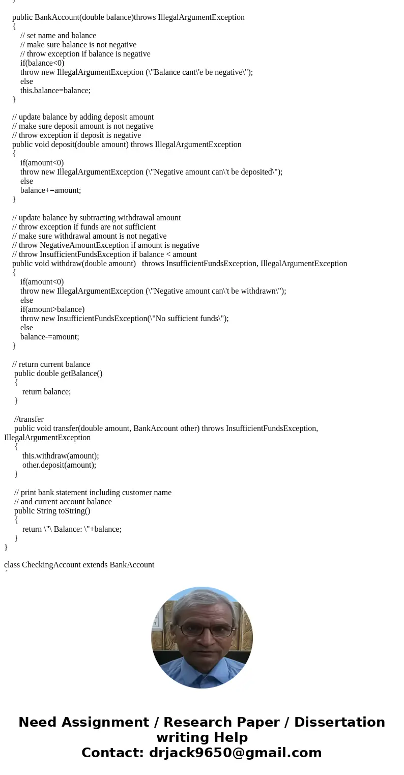 Design a class named BankAccount containing the following data field and methods. • One double data field named balance with default values 0.0 to denote the ba Design a class named BankAccount containing the following data field and methods. • One double data field named balance with default values 0.0 to denote the ba