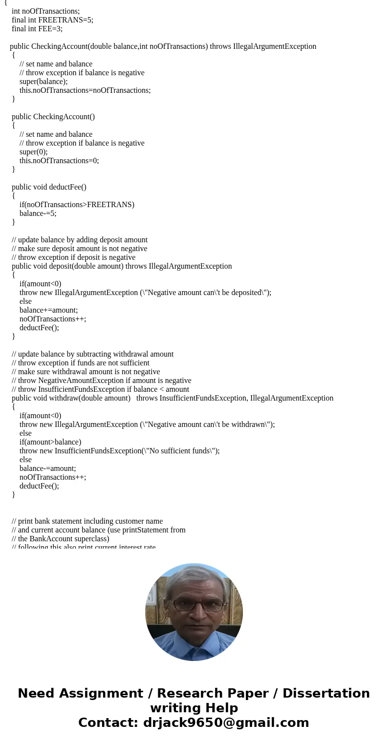 Design a class named BankAccount containing the following data field and methods. • One double data field named balance with default values 0.0 to denote the ba Design a class named BankAccount containing the following data field and methods. • One double data field named balance with default values 0.0 to denote the ba