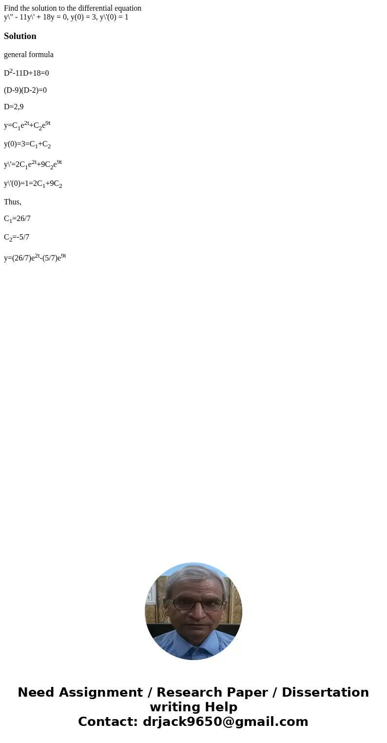 Find the solution to the differential equation y\ Find the solution to the differential equation y\