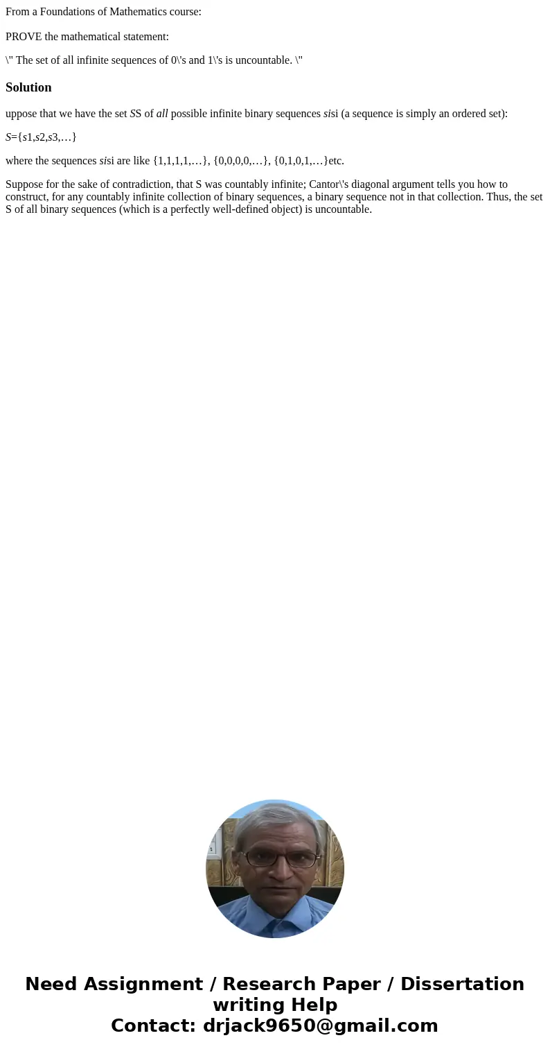 From a Foundations of Mathematics course: PROVE the mathematical statement: \ From a Foundations of Mathematics course: PROVE the mathematical statement: \