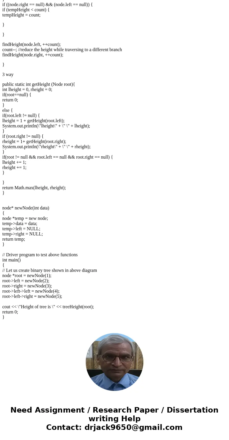 Give the pseudocode of a recursive method “int calculateHeight(Node p)” that, given the root node of a binary tree, computes the height of the binary tree. For 