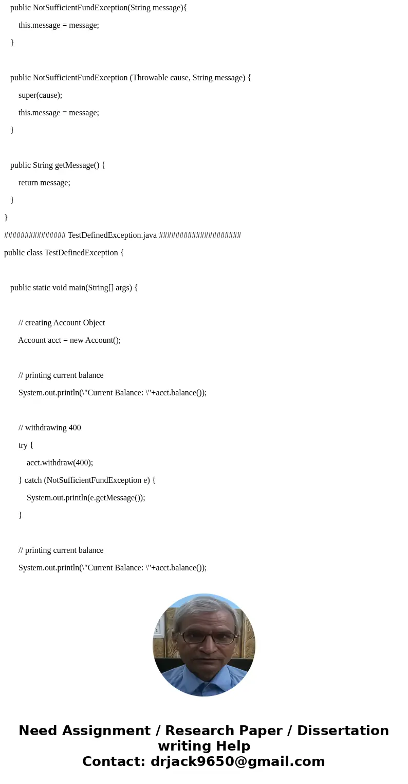 Java help Module 4:Exception Handling and Text I/O Assignment 4: Test Defined Exception Purpose: User Defined Exception class in Java Java has very good support Java help Module 4:Exception Handling and Text I/O Assignment 4: Test Defined Exception Purpose: User Defined Exception class in Java Java has very good support