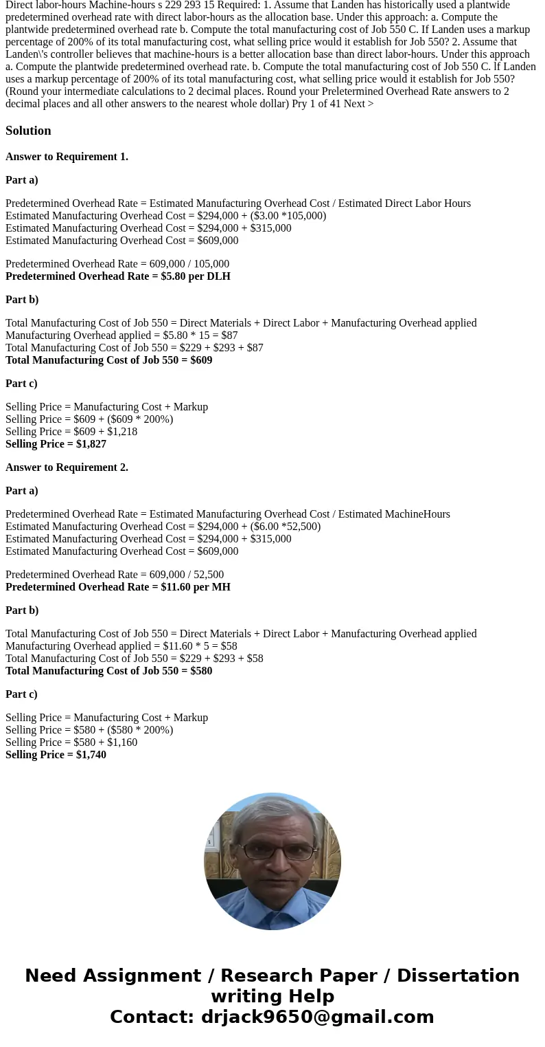 Landen Corporation uses a job-order costing system. At the beginning of the year, the company made the following estimates Direct labor-hours required to suppo  Landen Corporation uses a job-order costing system. At the beginning of the year, the company made the following estimates Direct labor-hours required to suppo