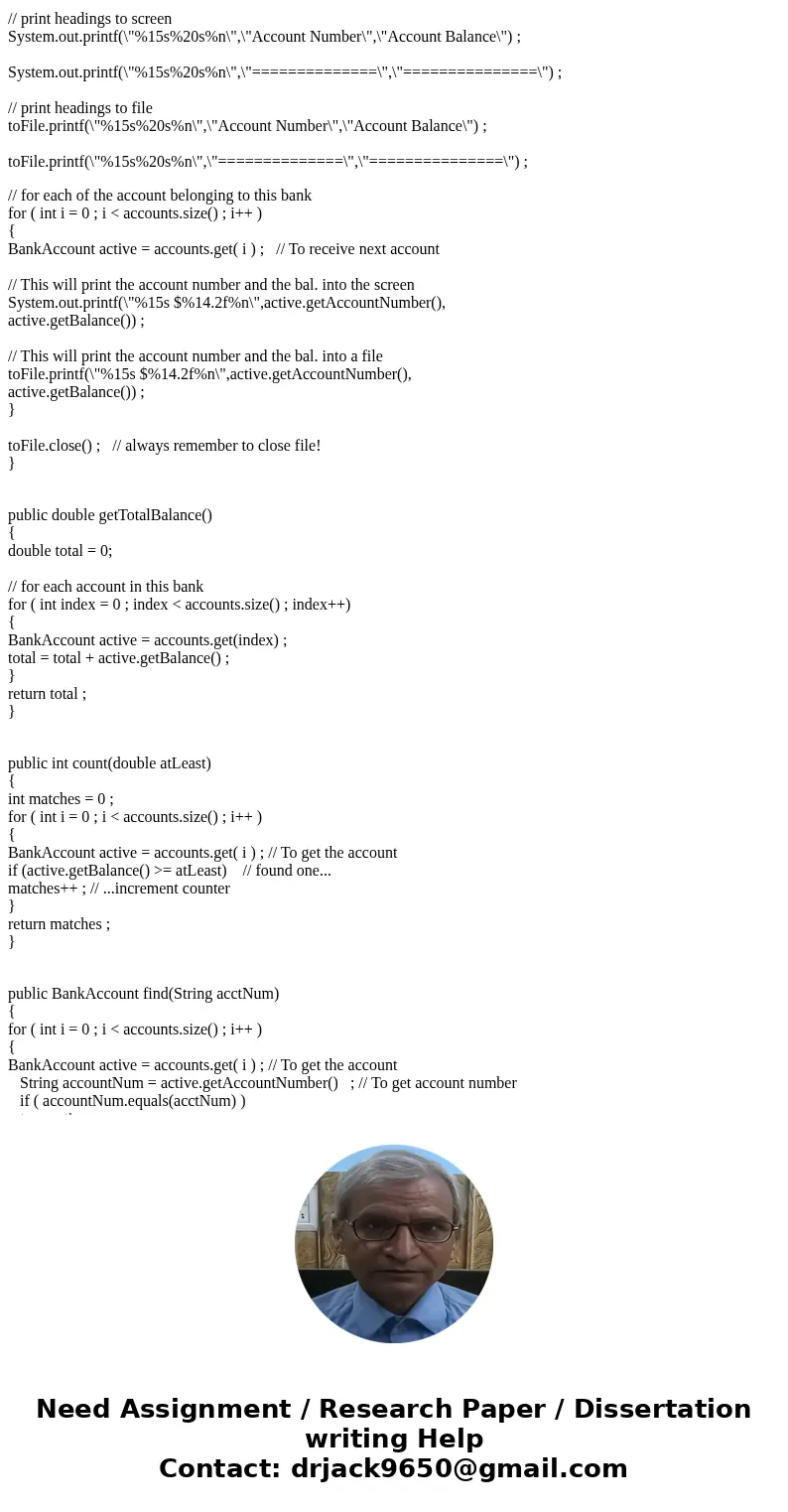 output should look like this: Class design: User Class design: account class design: accountlist Class Design: AccountList The AccountList class is intended to  output should look like this: Class design: User Class design: account class design: accountlist Class Design: AccountList The AccountList class is intended to