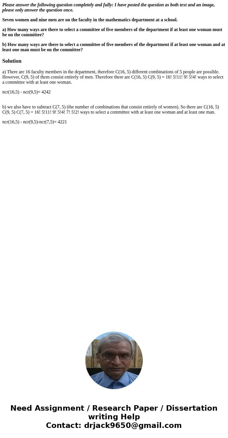 Please answer the following question completely and fully: I have posted the question as both text and an image, please only answer the question once. Seven wom Please answer the following question completely and fully: I have posted the question as both text and an image, please only answer the question once. Seven wom