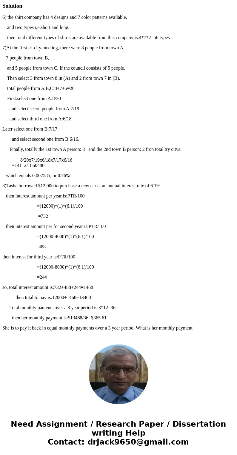 Please show the work process so I can learn how to do it. Thank you so much. 6. A shirt company has 4 designs that can be made with short or long sleeves, there