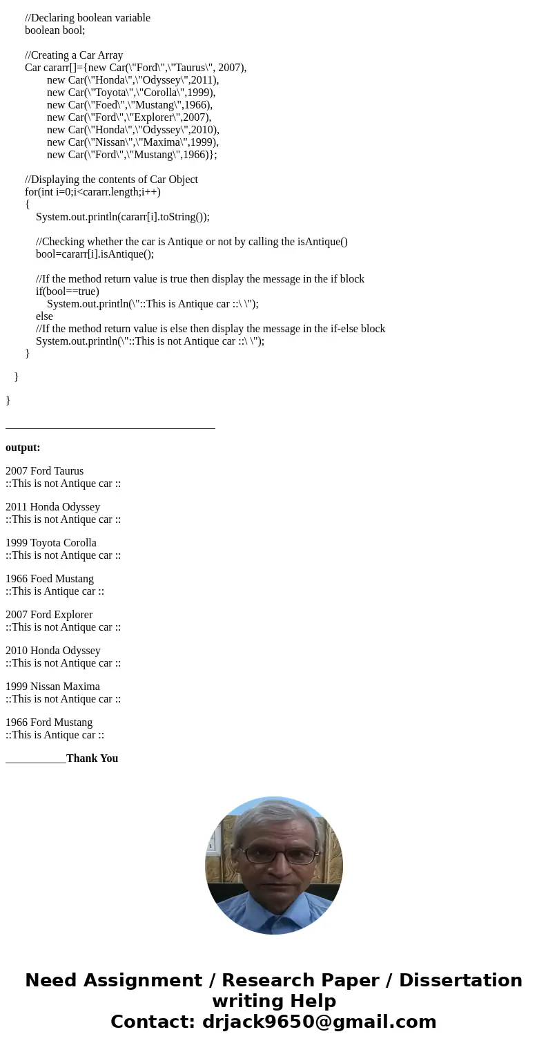 Please write in java complier I am using is eclispe Write a class called Car that contains instance data that represents the make, model, and year of the car. D Please write in java complier I am using is eclispe Write a class called Car that contains instance data that represents the make, model, and year of the car. D