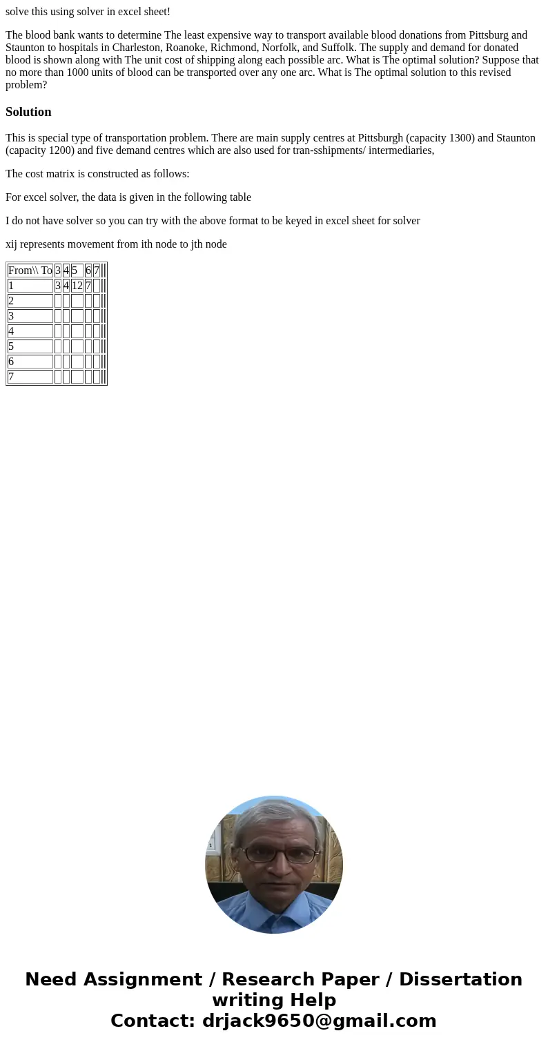 solve this using solver in excel sheet! The blood bank wants to determine The least expensive way to transport available blood donations from Pittsburg and Stau solve this using solver in excel sheet! The blood bank wants to determine The least expensive way to transport available blood donations from Pittsburg and Stau