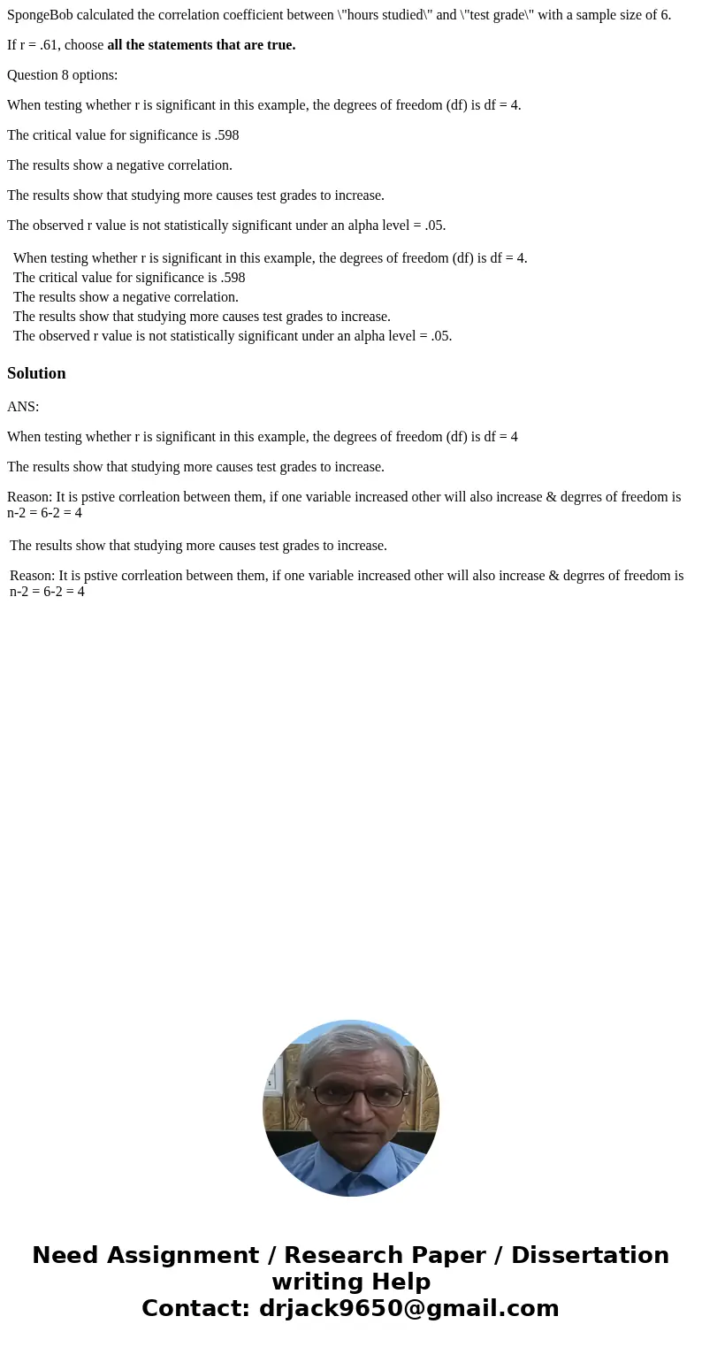 SpongeBob calculated the correlation coefficient between \ SpongeBob calculated the correlation coefficient between \