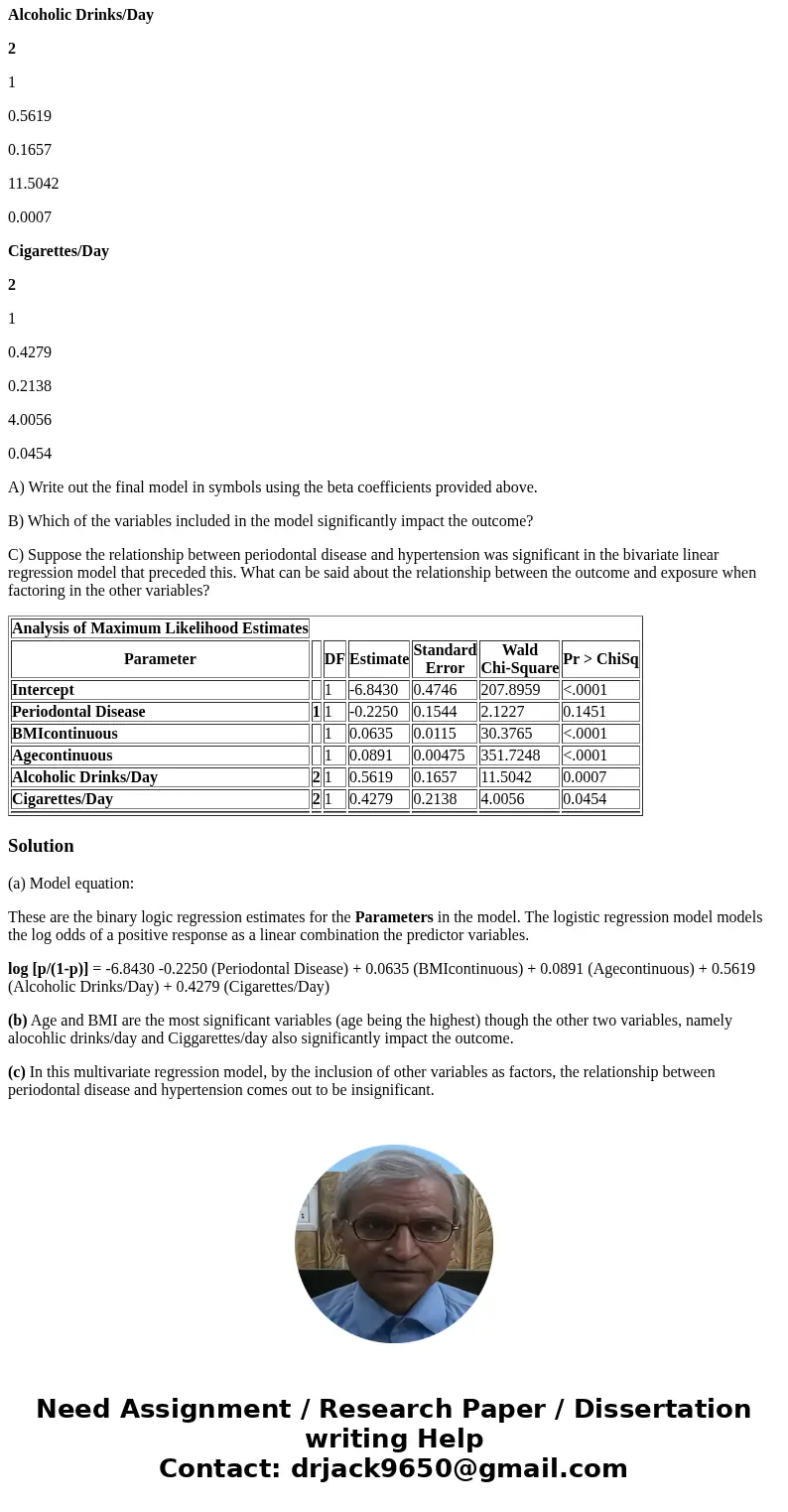 Suppose researchers are interested in the relationship between periodontal disease and hypertension. In their particular analysis, the researchers have decided 