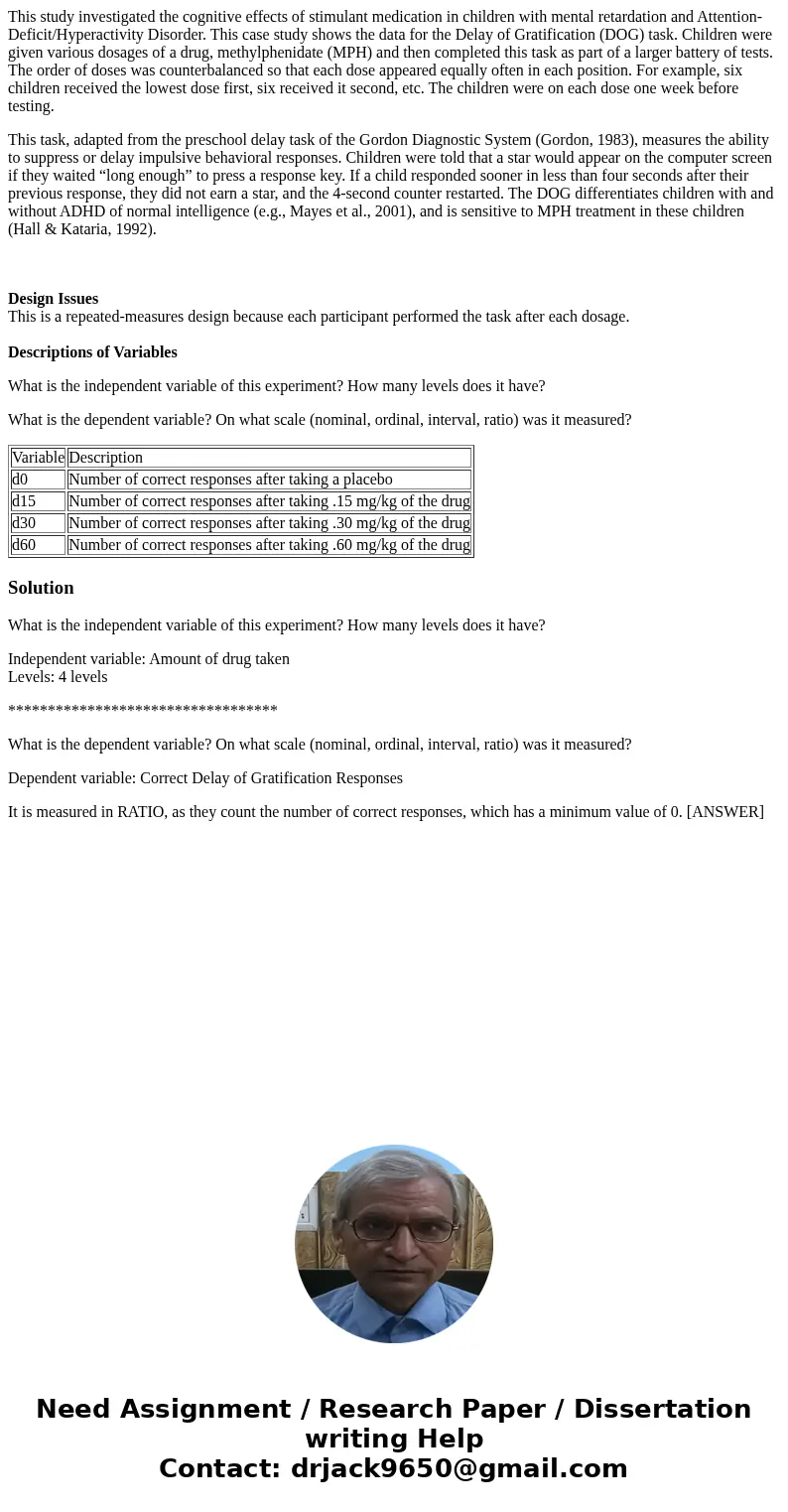 This study investigated the cognitive effects of stimulant medication in children with mental retardation and Attention-Deficit/Hyperactivity Disorder. This cas This study investigated the cognitive effects of stimulant medication in children with mental retardation and Attention-Deficit/Hyperactivity Disorder. This cas
