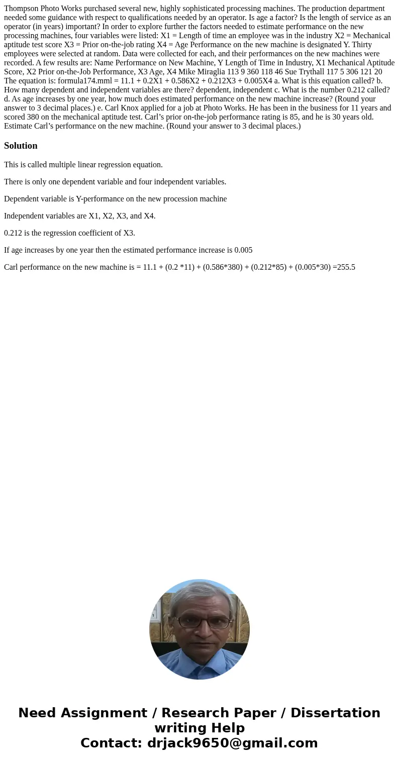Thompson Photo Works purchased several new, highly sophisticated processing machines. The production department needed some guidance with respect to qualificati Thompson Photo Works purchased several new, highly sophisticated processing machines. The production department needed some guidance with respect to qualificati
