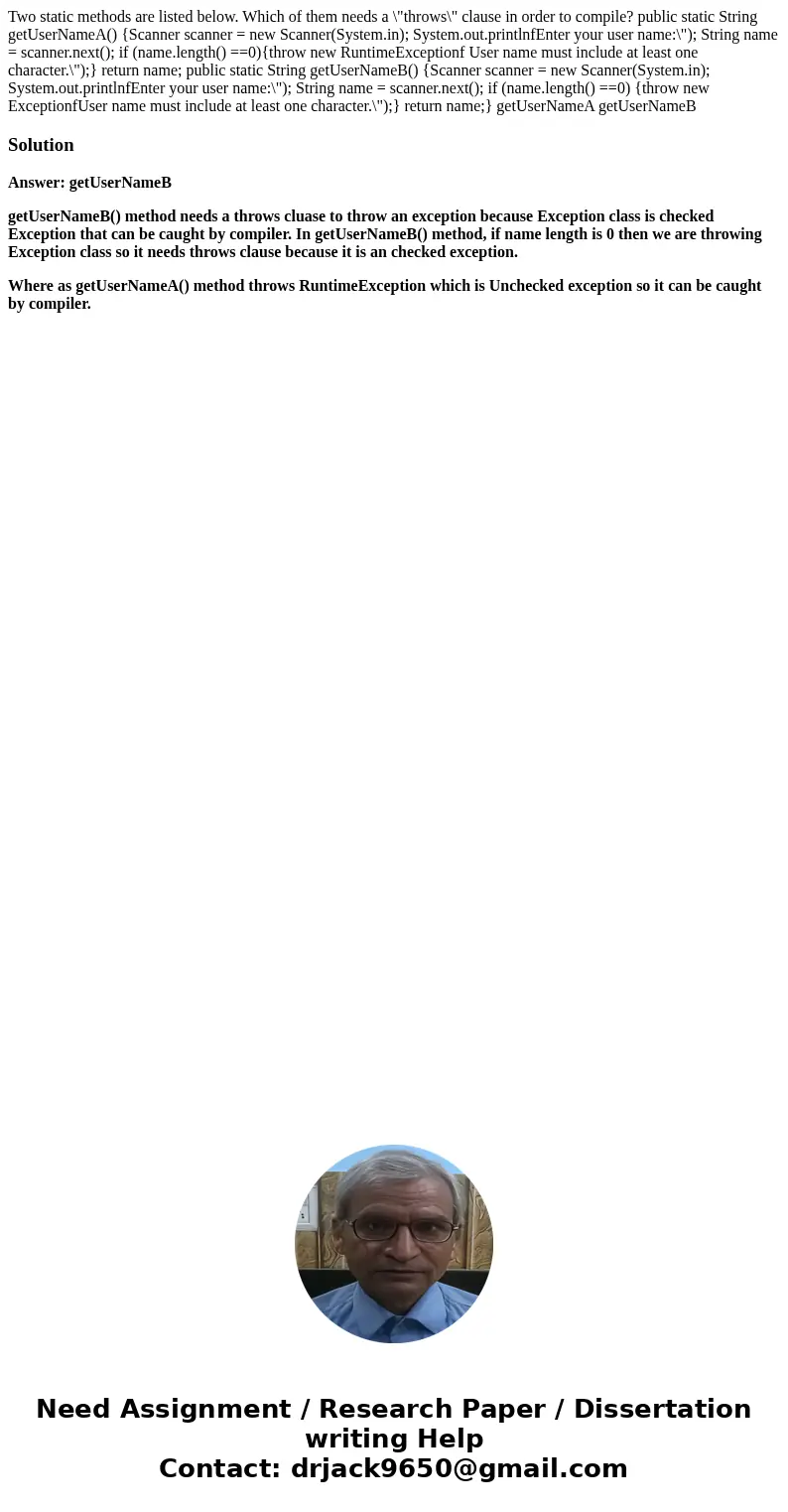 Two static methods are listed below. Which of them needs a \  Two static methods are listed below. Which of them needs a \