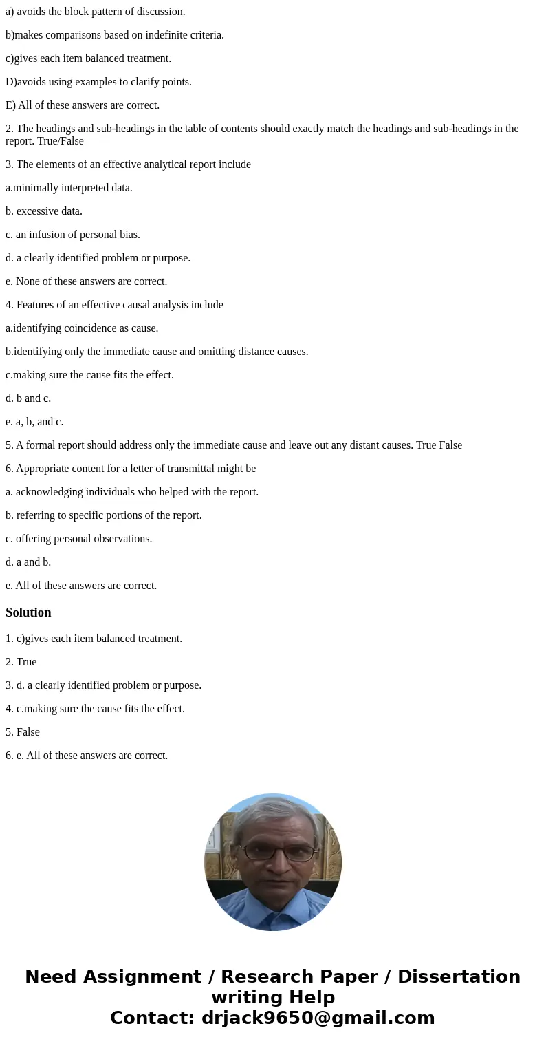 UPDATE NEVERMIND I DID IT MYSELF>> 1. An effective comparative analysis: a) avoids the block pattern of discussion. b)makes comparisons based on indefinit UPDATE NEVERMIND I DID IT MYSELF>> 1. An effective comparative analysis: a) avoids the block pattern of discussion. b)makes comparisons based on indefinit