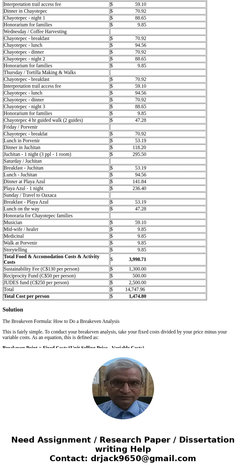 Using the 2009 Budget (Money is given in Canadian dollars), prepare a break even analysis to find: 1. At what trip fee does JUDES break even on the trips? 2. At