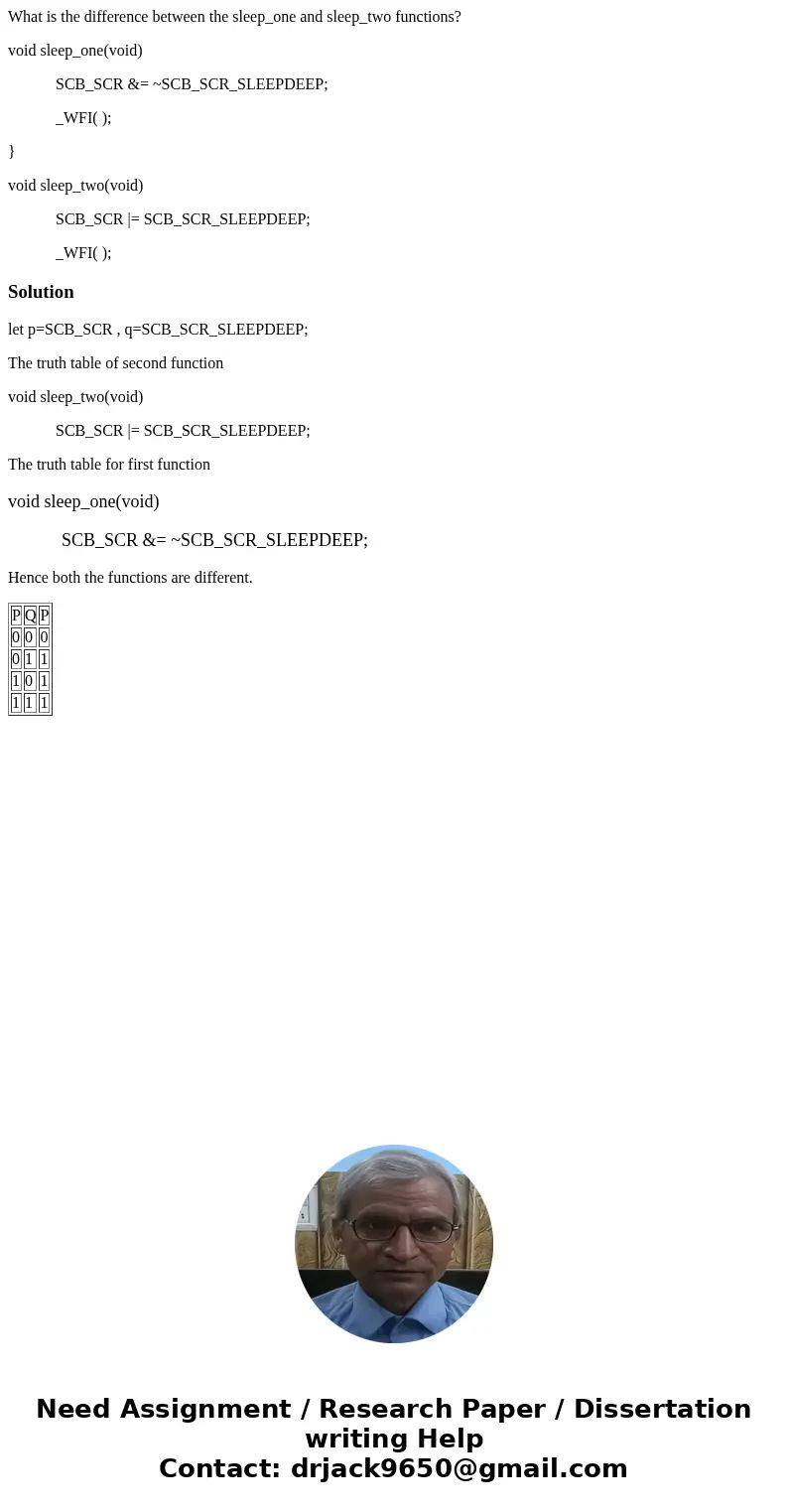 What is the difference between the sleep_one and sleep_two functions? void sleep_one(void) SCB_SCR &= ~SCB_SCR_SLEEPDEEP; _WFI( ); } void sleep_two(void) SC What is the difference between the sleep_one and sleep_two functions? void sleep_one(void) SCB_SCR &= ~SCB_SCR_SLEEPDEEP; _WFI( ); } void sleep_two(void) SC