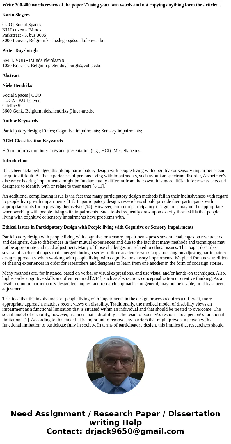 Write 300-400 words review of the paper \ Write 300-400 words review of the paper \