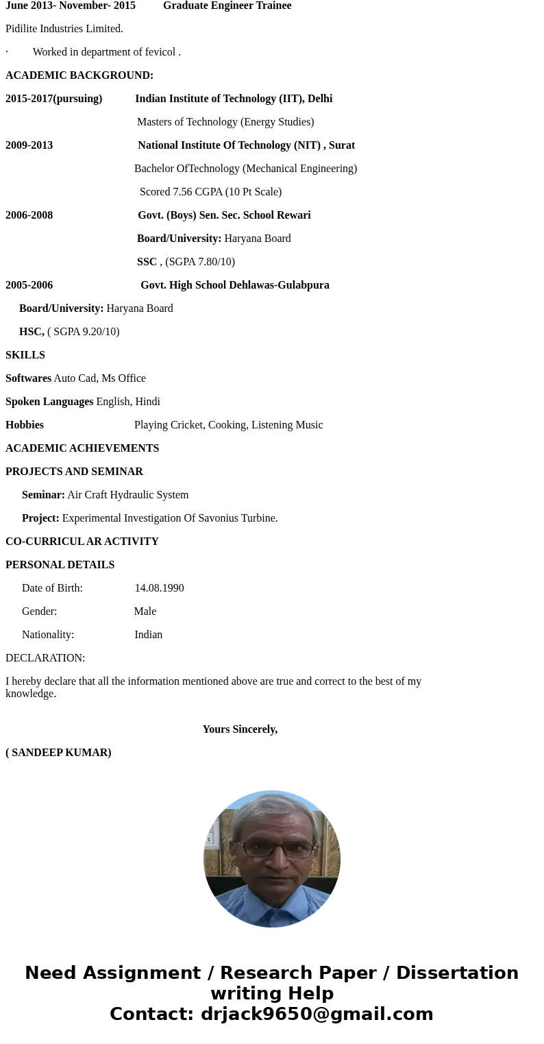 Write a resume as a part of main requirement to submit for a new job. Show in this resume all your personnel details, educational history. previous work experi  Write a resume as a part of main requirement to submit for a new job. Show in this resume all your personnel details, educational history. previous work experi